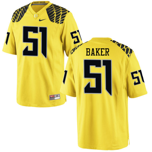 Men #51 Gary Baker Oregon Ducks College Football Jerseys-Yellow - Click Image to Close